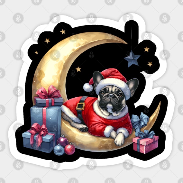 French Bulldog On The Moon Christmas Sticker by Graceful Designs